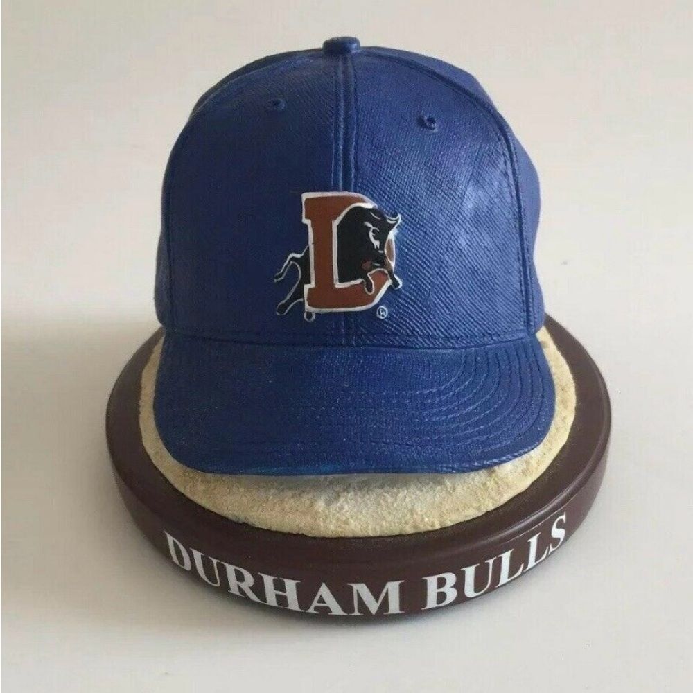 DURHAM BULLS PAPERWEIGHT BLUE CROSS BLUE SHIELD HAT FIGURINE